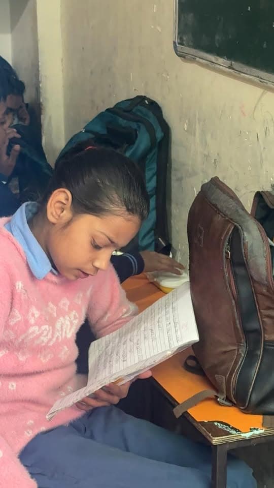 A young reader from a Project Sahitya partner classroom